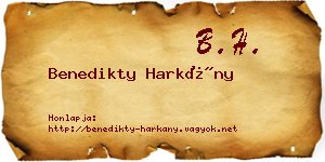 Benedikty Harkány névjegykártya